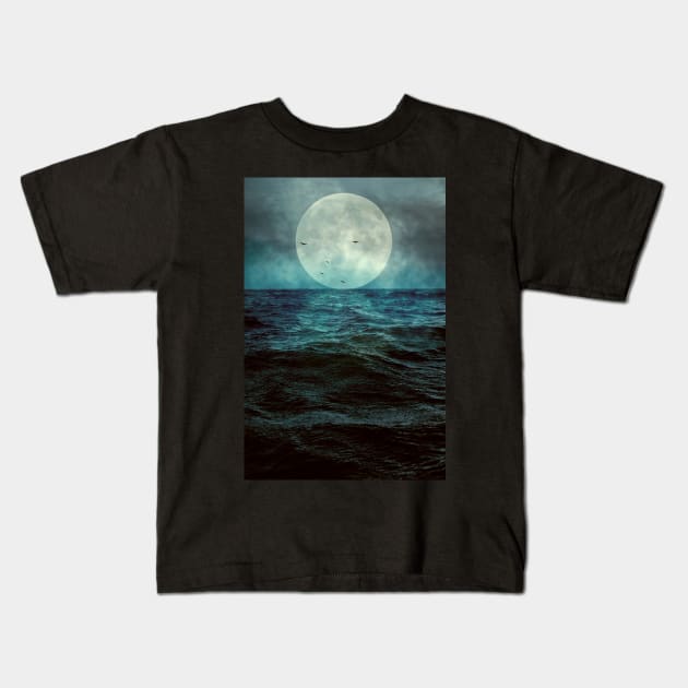 The Moon and the Sea Kids T-Shirt by David Lichtneker